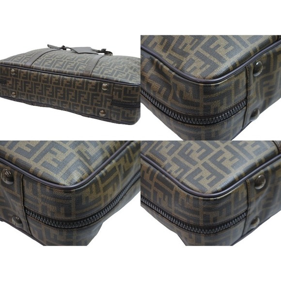 Fendi Tiger Hack Zucca Pattern Leather Handbag Brown - Picture 7 of 9